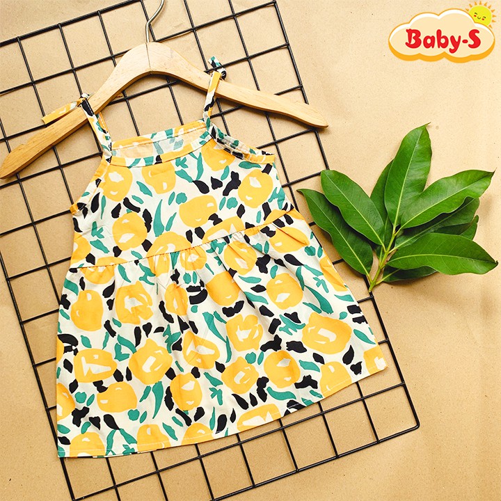 Đầm 2 dây cho bé gái 8-22kg, Váy 2 dây chất thô mềm nhẹ mát họa tiết tươi sáng siêu hot hit mùa hè Baby-S – SD084
