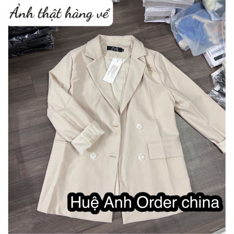 Áo blazer nữ hàng đẹp quảng châu cao cấp màu be sữa phong cách hàn quốc trẻ trung năng động có đệm vai