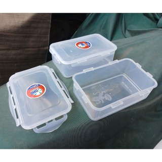 Bộ 2 hộp nhựa trong suốt, có nắp cài, đựng thực phẩm hình chữ nhật 1 lít. VN sx. H1000ML