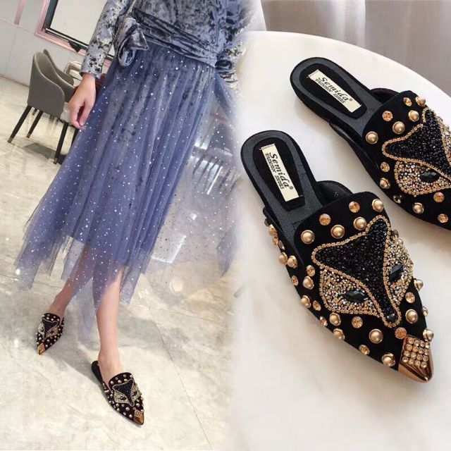 Giày sục hồ ly hạt ngọc sang chảnh