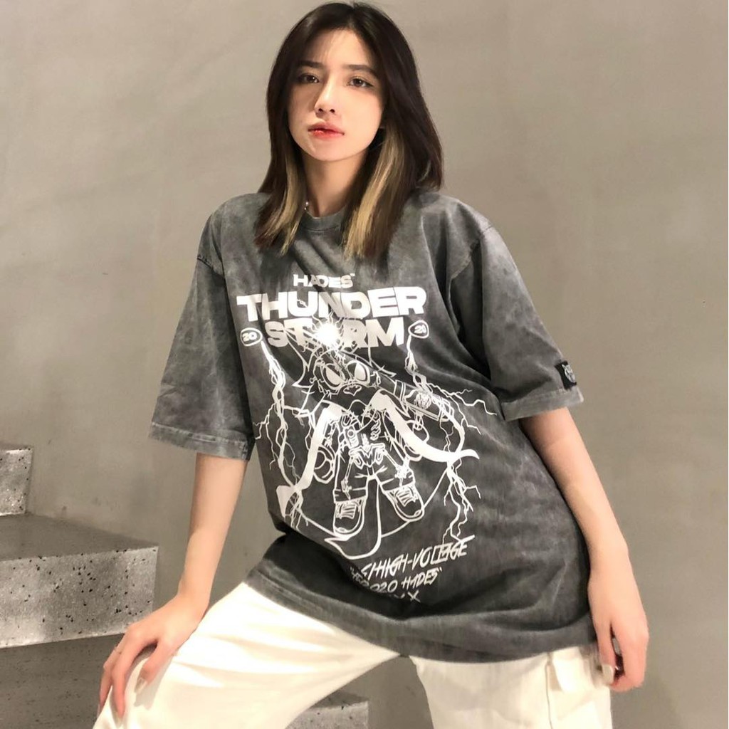 Áo thun Hades Thunder Storm Washed Tee - Áo thun oversize nam nữ AL96