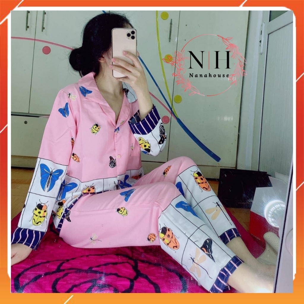 Đồ bộ nữ pijama lụa tay dài nh11