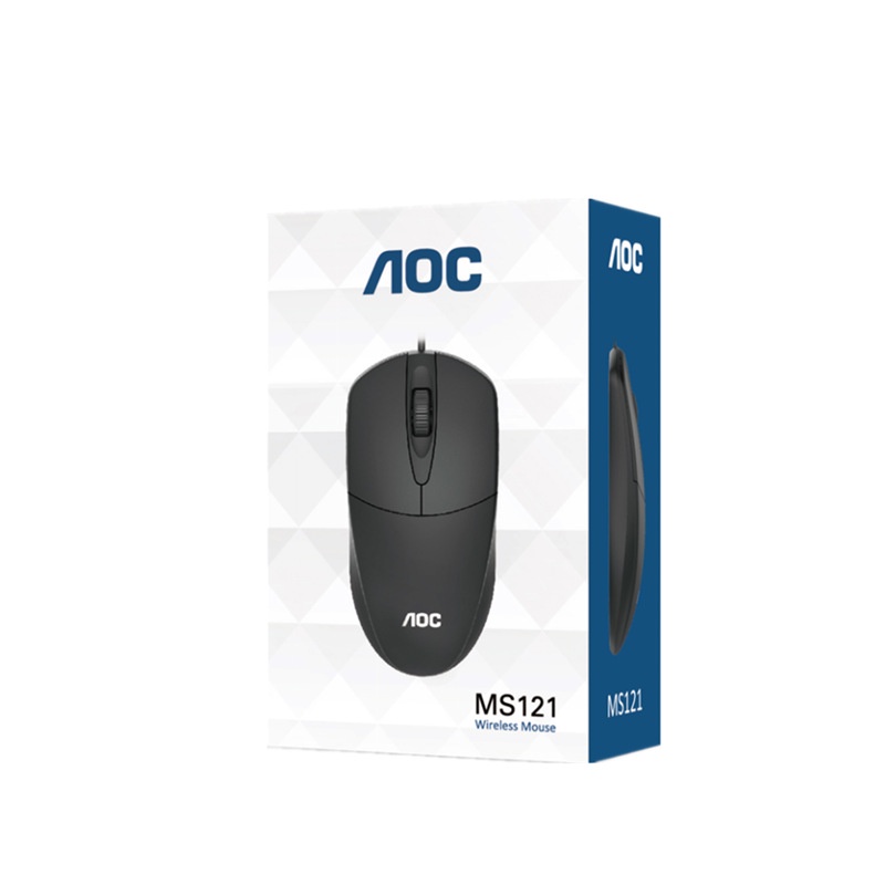 Chuột AOC MS121 có dây USB cảm biến quang học hiệu suất cao 1200 DPI với bề mặt mịn &amp; con lăn cao su