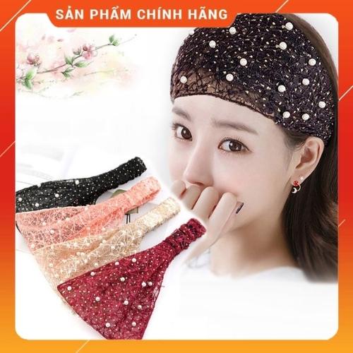 Băng Đô Ren Thời Trang Có Đính Hạti, Bờm Cài Tóc Bản To Thời Trang Hàn Quốc
