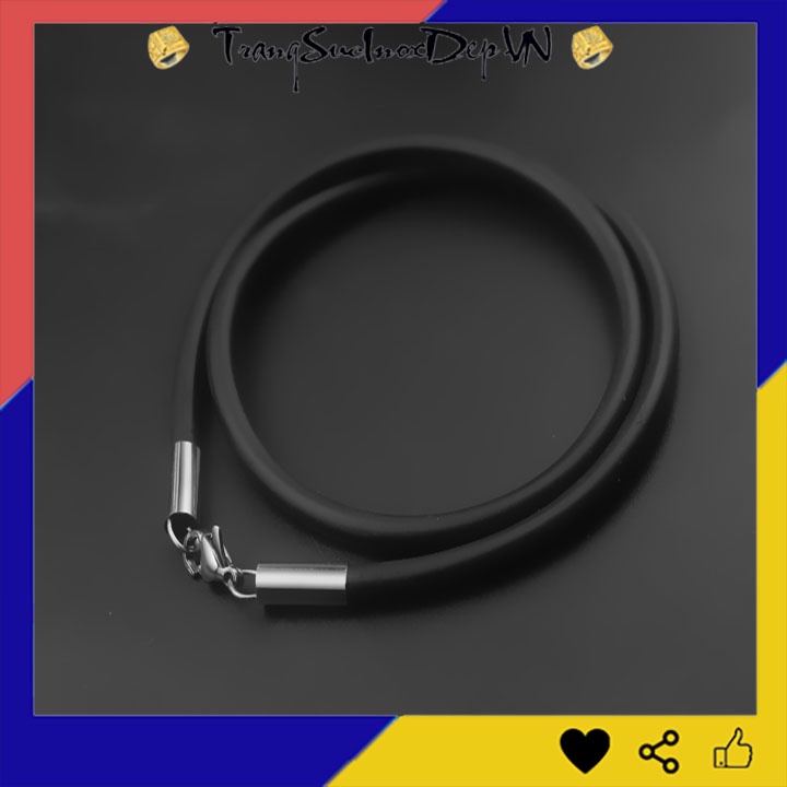 Dây chuyền nam cao su 5 ly đầu bọc khóa inox sáng đẹp, không đen thể hiện đẳng cấp phái mạnh