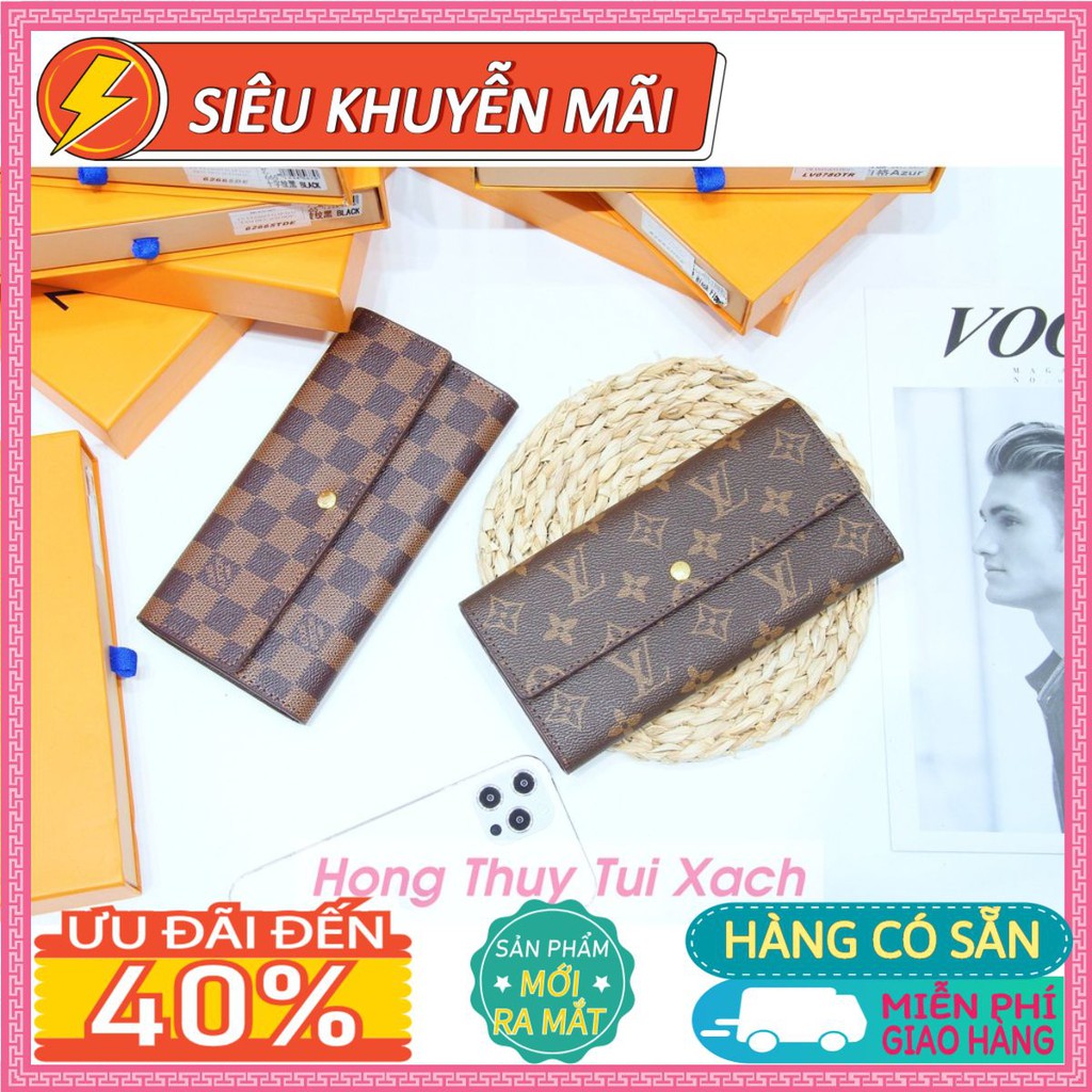 [Giá Xưởng] Ví Dài Lv Nắp Ngang Bóp Nam Nữ Các Hãng Có Hộp Cao Cấp