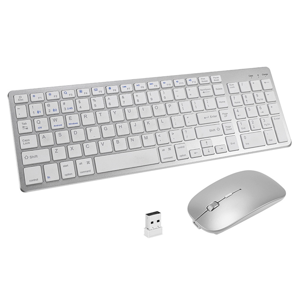 Bộ Bàn Phím Bluetooth Không Dây 2.4G Kèm Chuột Đồng Bộ Không Gây Tiếng Ồn Cho Laptop iPad ios Windows