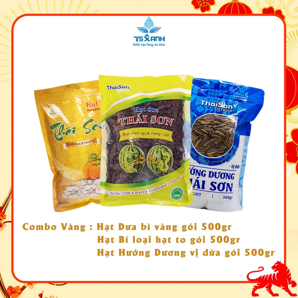 Combo 3 loại Hạt Dưa, Hạt Bí, Hạt Hướng Dương Thái Sơn Gia Lai - Bịch 500gr