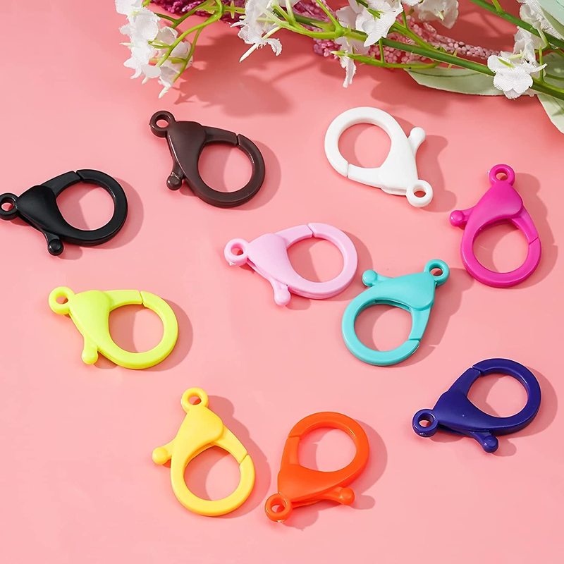 Set 12 móc khóa càng cua bằng nhựa nhiều màu sắc 25/35mm dùng làm dây chuyền/vòng tay DIY