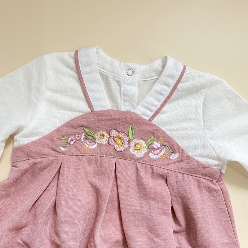 Body Hanbok Bé Gái Họa Tiết Thêu Hoa Đào | Hàng Quảng Châu Cao Cấp