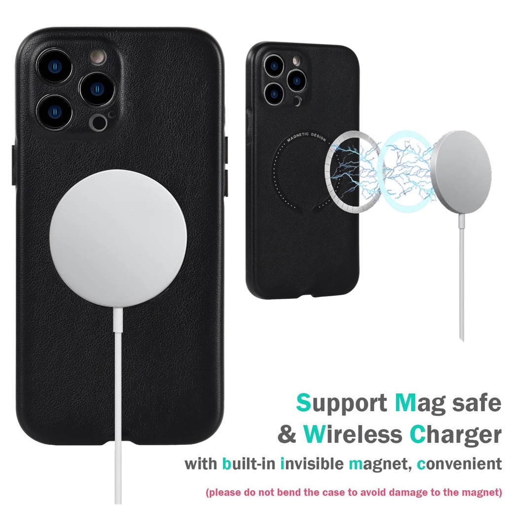 Ốp Điện Thoại Da Từ Tính Không Dây Cho iPhone 13 14 Pro Max 11 12 Pro Max X XS Max XR