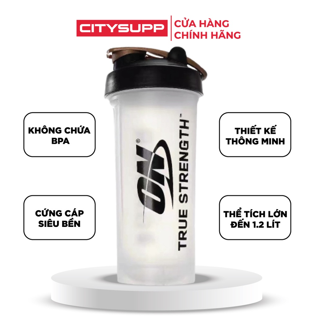 Bình Lắc ON 1.2 Lít | Bình Nước Thể Thao Tập Gym Siêu Bền, Kèm Con Lắc | Không Chứa BPA