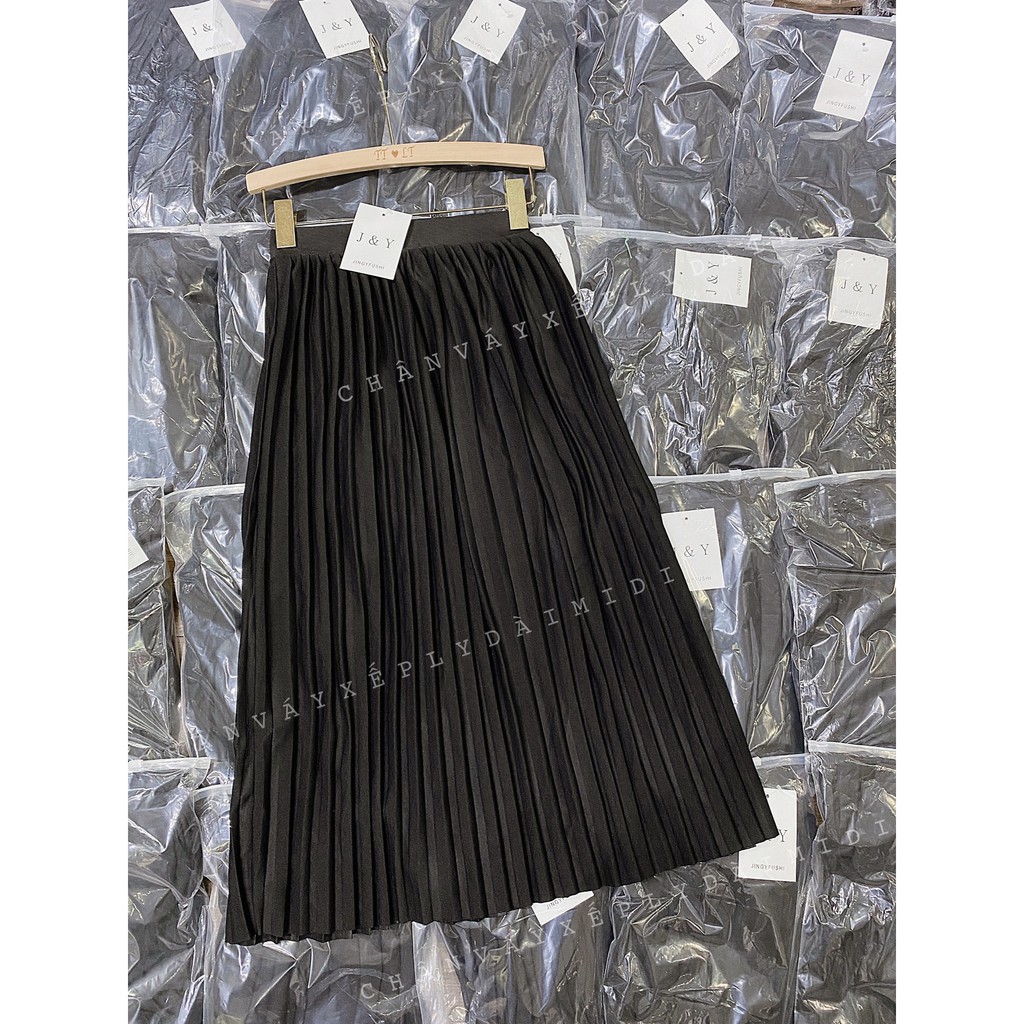 Chân váy xếp ly xoè, dáng dài, vintage, mặc đi chơi, đi làm