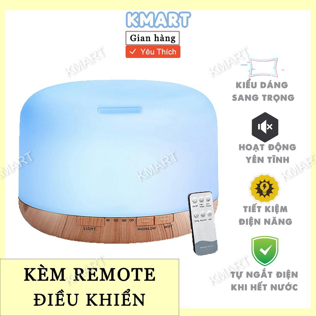 Máy Xông Tinh Dầu Phun Sương Tạo Ẩm Hình Trụ 850ml Tích Hợp Remote Điều Khiển
