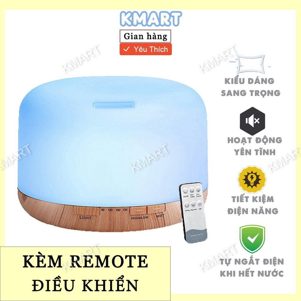 Máy Xông Tinh Dầu Phun Sương Tạo Ẩm Hình Trụ 850ml Tích Hợp Remote Điều Khiển