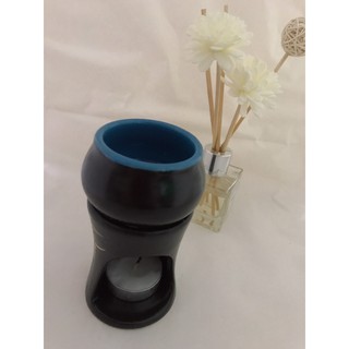 Đèn xông tinh dầu đốt nến Bát Tràng hình niêu đất + tinh dầu + 10 viên nến