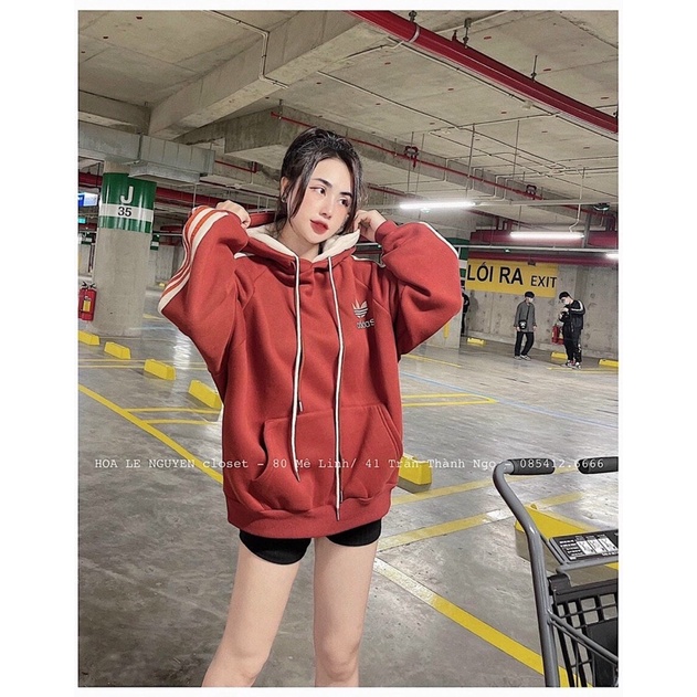 Áo nỉ Adidas có nón siêu xinh cực thời trang,áo nữ mùa đông cực ấm