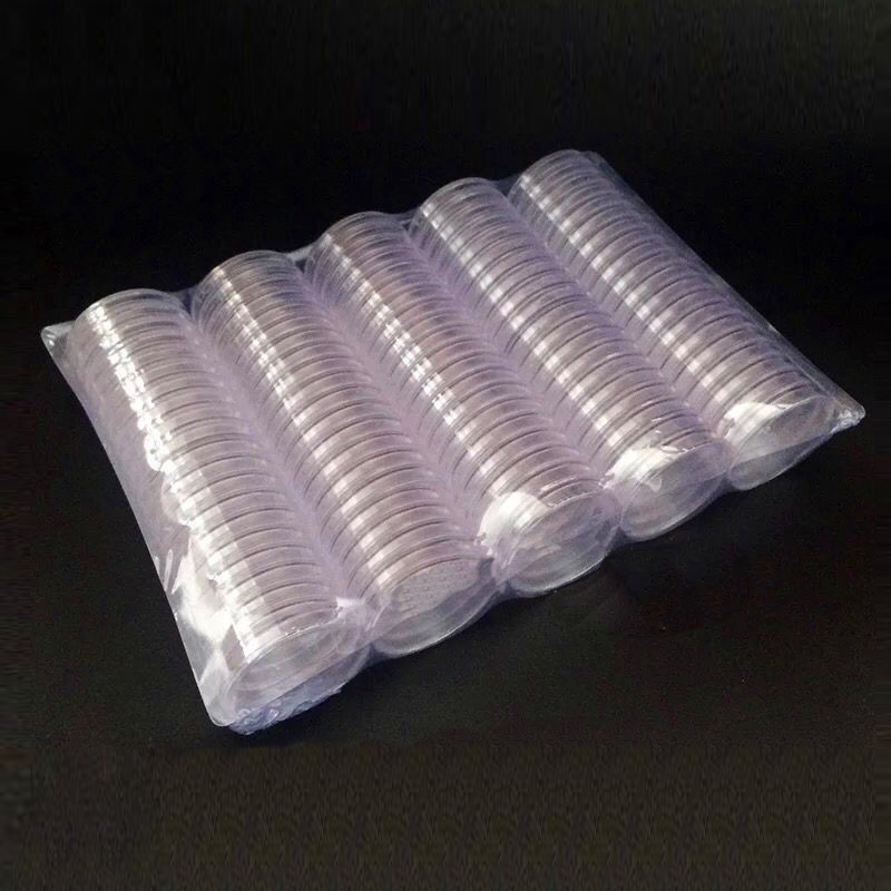 100pcs/set Clear Round Plastic Coin Capsules Containers Coin Protector Case 27mm