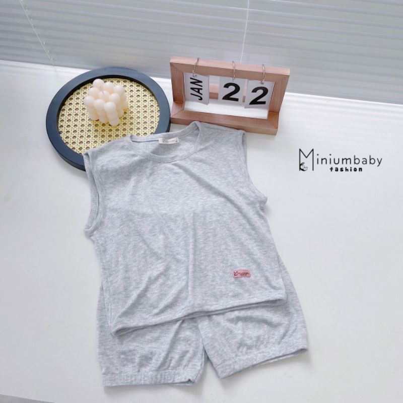 [MINIUMBABY] Bộ Đồ Thun Tăm Sát Nách Siêu Mềm Mịn Co Dãn Cho Bé Ngày Hè Năng Động