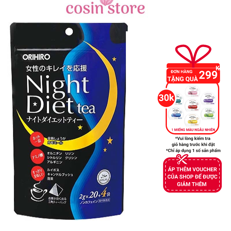 Trà Giảm Cân Night Diet Tea Orihiro 24 Túi Lọc Nhỏ trà đêm Cosin Store
