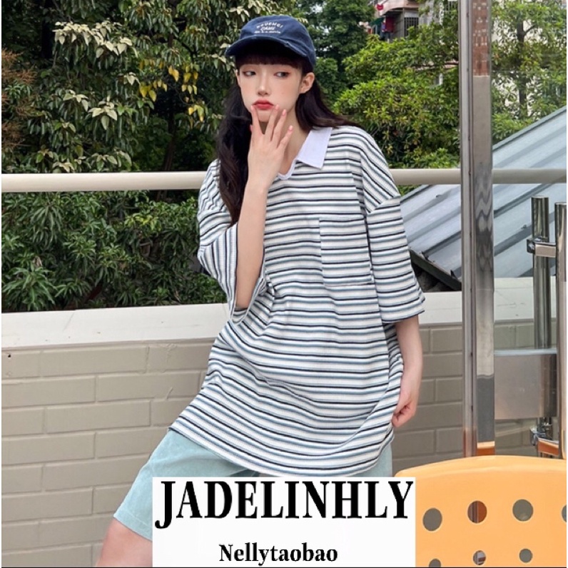 Áo phông polo nelly (có sẵn) 35 cổ trắng chữ v