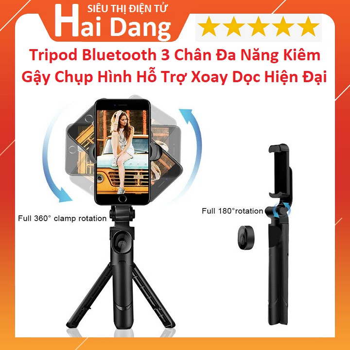Tripod Bluetooth XT02, Kiêm Giá Đỡ Điện Thoại 3 Chân Đa Năng Thế Hệ Mới - Xoay Dọc Ngang Hiện Đại