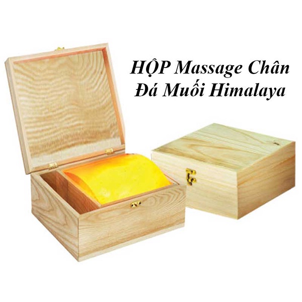 Hộp đặt chân đá muối Himalaya mặt cong massage chân, giảm căng thẳng mệt mỏi