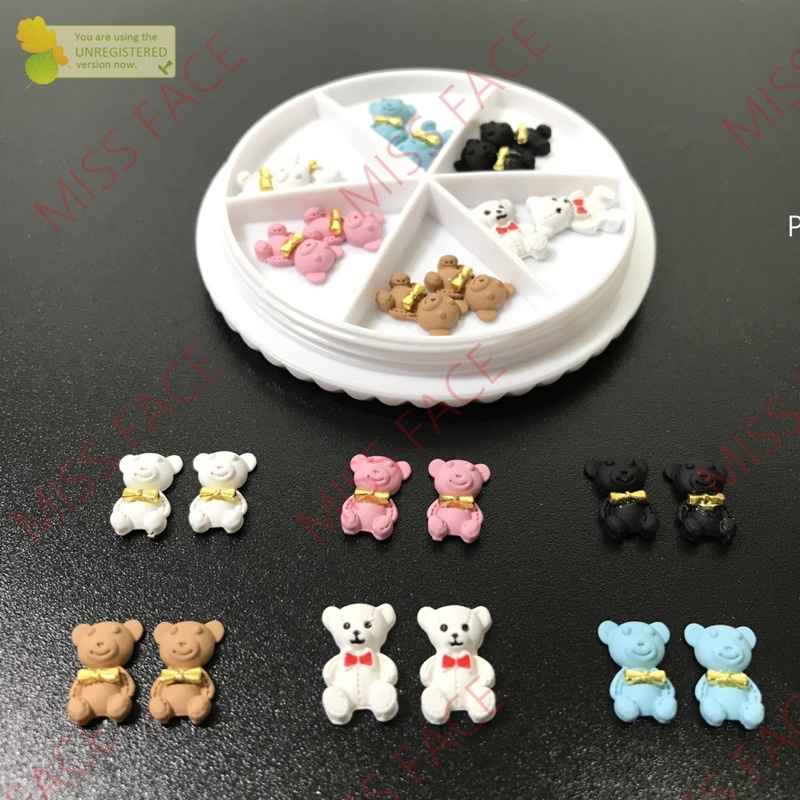 charm gấu-gấu bột trang trí nail
