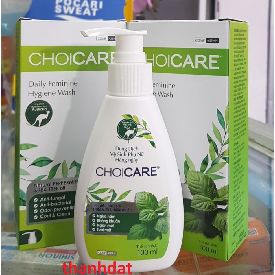 (chai 150ml) Choicare dung dịch vệ sinh phụ nữa từ tinh dầu trà xanh và tràm trà choi care