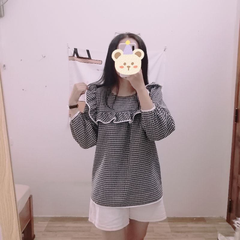 ÁO BBD TRẮNG TAY DÀI BÈO VIỀN ĐEN - ÁO KIỂU CÔNG SỞ NỮ (Ảnh thật shop chụp & clip cận chất vải) | BigBuy360 - bigbuy360.vn