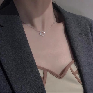 Vòng cổ mặt hình tròn nhỏ đính đá phong cách Hàn Quốc cho nữ