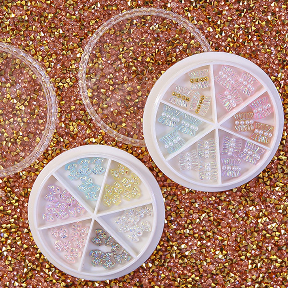 [Hàng mới về] Hộp phụ kiện nơ 3d trang trí móng tay bằng nhựa resin màu sắc ngọt ngào