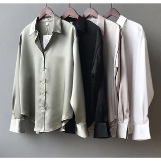 [Kèm Ảnh Thật] Áo Sơ Mi Lụa Mềm Big Size, Áo Satin Phi Bóng Phong Cách Thanh Lịch