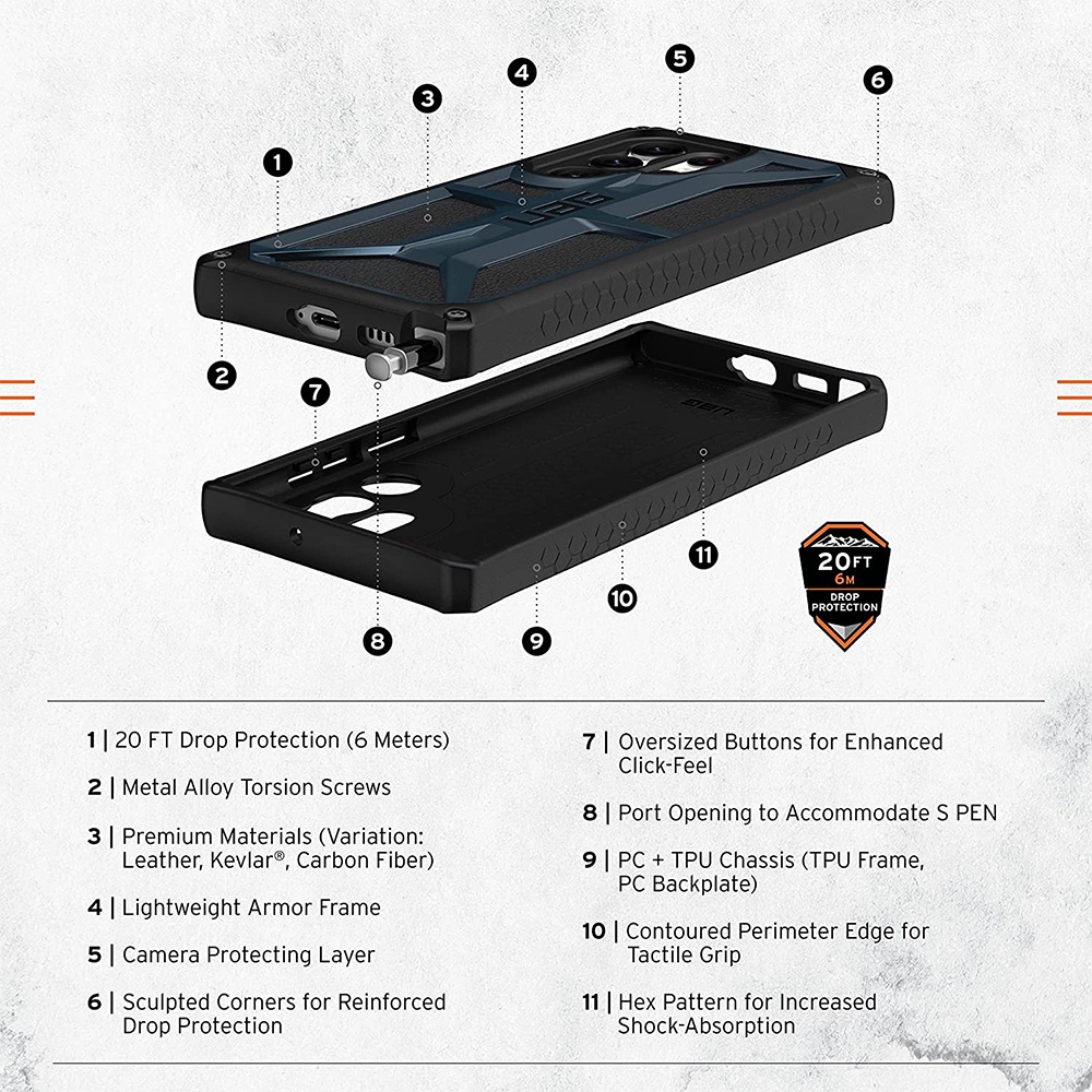 Uag Bao Da Điện Thoại 5 Lớp Cao Cấp Cho samsung s22 ultra galaxy s22 ultra Ốp