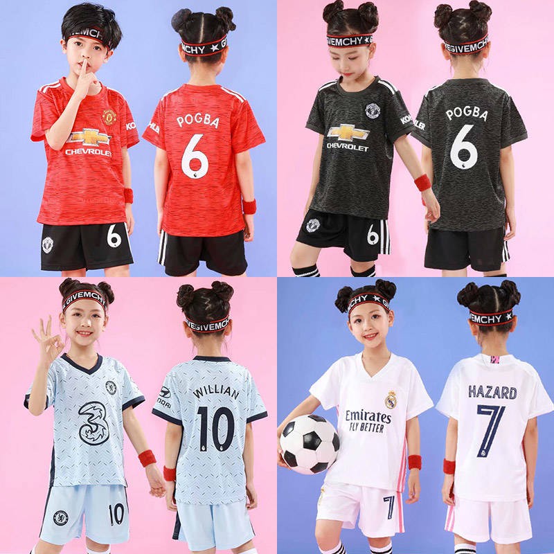 Bộ quần áo bóng đá trẻ em Bộ quần áo ngắn tay cho học sinh tiểu học mẫu Mới Mùa Hè Bộ Quần áo bóng đá in số