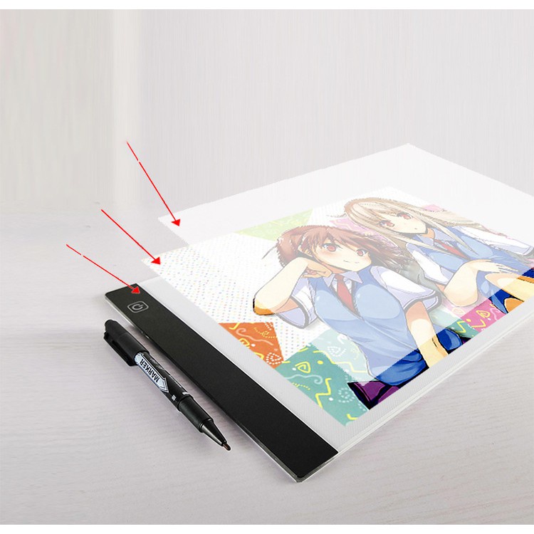 Bảng Vẽ Đồ Họa Kỹ Thuật Số Đèn LED Khổ A3 A4 Kèm Hộp Đựng Cho Học Tập