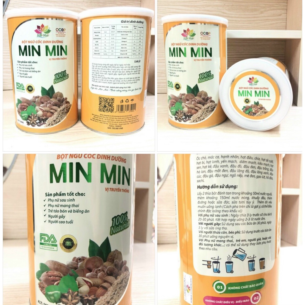 Ngũ Cốc Lợi Sữa Min Min, Ngũ Cốc Bà Bầu Chính Hãng (1 Hộp 500g)