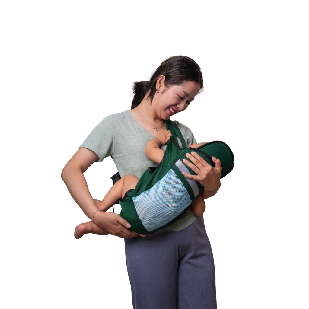 Địu cho bé 4 tư thế, có đỡ cổ, có phản quang, chất liệu cao cấp cho bé