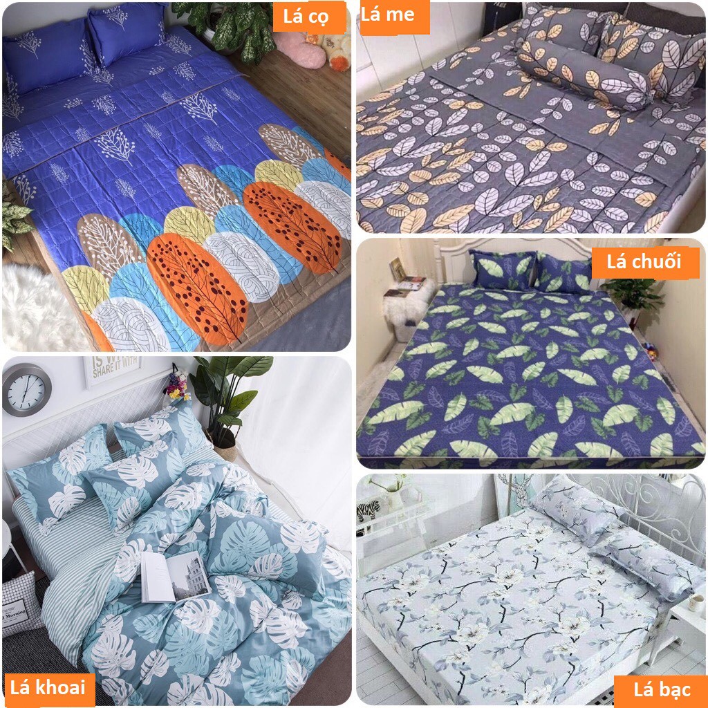 Bộ ga gối poly Drap 1m8 x 2m - 1 ga bo chun kèm 2 vỏ gối nằm mẫu thời trang