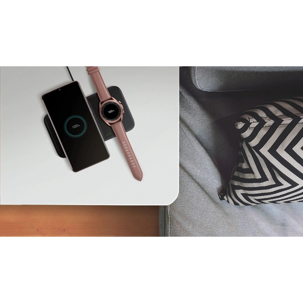 Đế sạc đôi không dây Samsung EP-P4300TBEGW dùng cho Z Fold3, S21 Ultra, Note 20 Ultra, Galaxy Watch 4, iPhone 13 Pro Max