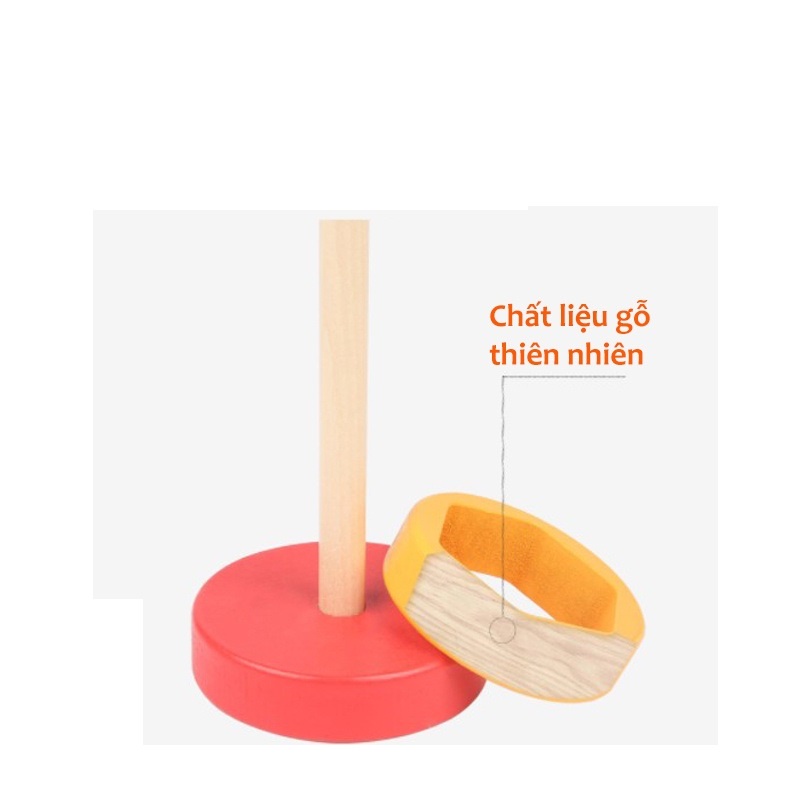 Đồ chơi gỗ Xếp hình gỗ thông minh hình trụ sơn màu an toàn cho bé Gôn đồ chơi