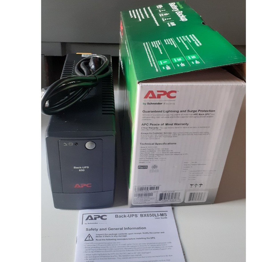 BX650LI-MS - Bộ lưu điện (UPS) APC 650VA/325W (BHCH: 24 tháng)