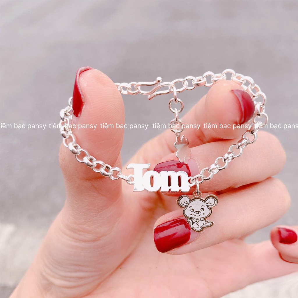 Lắc bạc ta cho bé gái trai khắc tên - Quà tặng thôi nôi, đầy tháng cho bé ý nghĩa