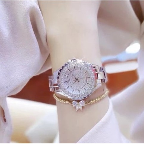 Đồng Hồ Nữ BEE SISTER Dây Kim Loại Mặt Đính Đá Siêu Sang Chảnh