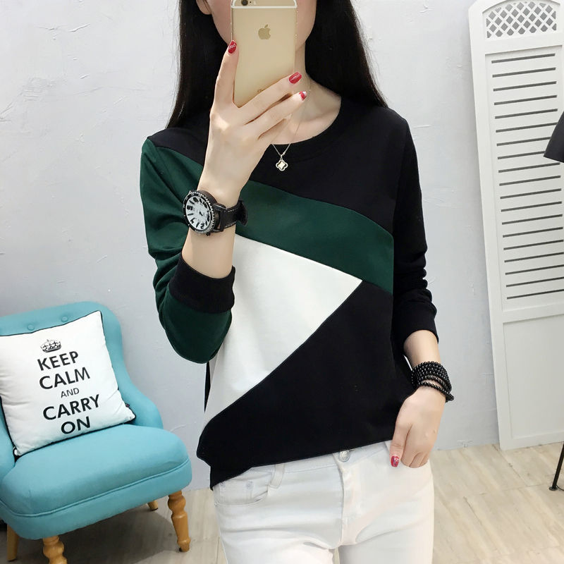 Áo thun tay dài cổ tròn thời trang Hàn Quốc dành cho nữ