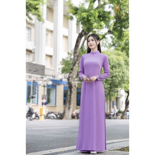 Áo dài lụa tím hoa cà - Thời trang nữ H&H Luxury