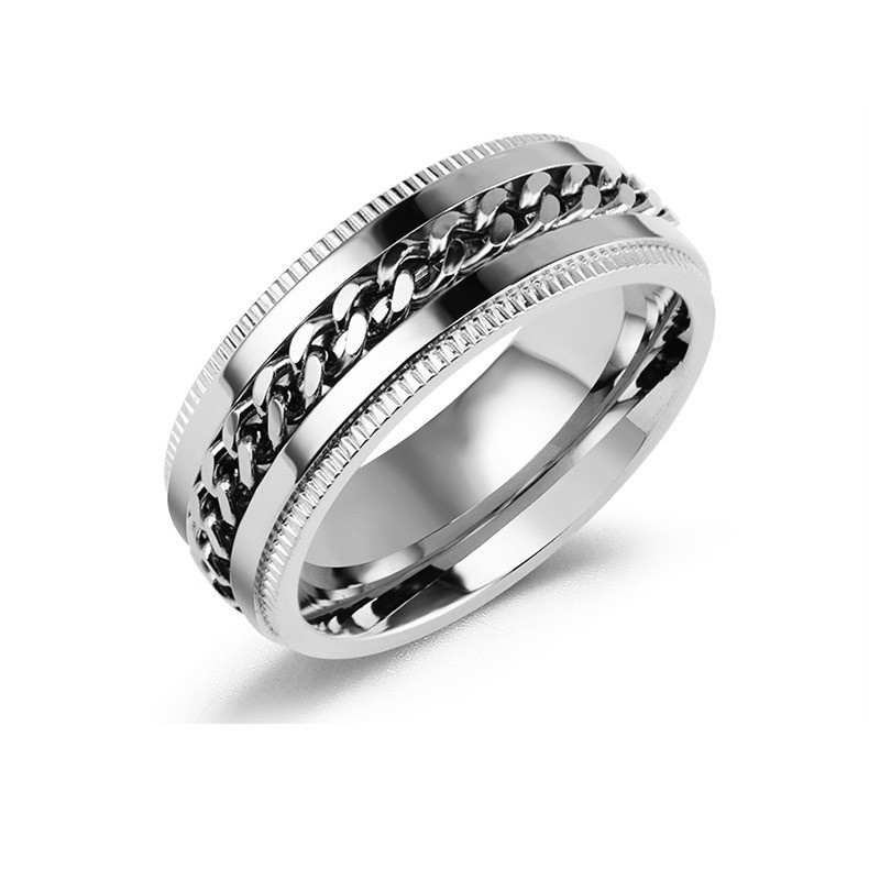 NHẪN NAM TITAN PHỐI XÍCH KHÍA CẮT ĐỘC ĐÁO KHUI BIA TREND 2022