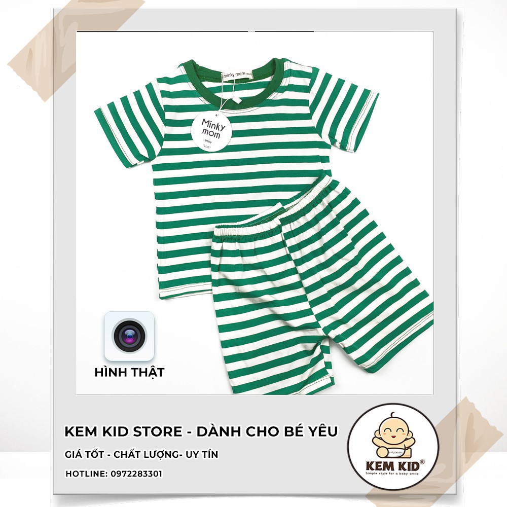 Bộ Minky Mom Cộc sọc Ngang, vải thun cotton lạnh siêu mát, mềm mịn thấm hút mồ hôi cho bé