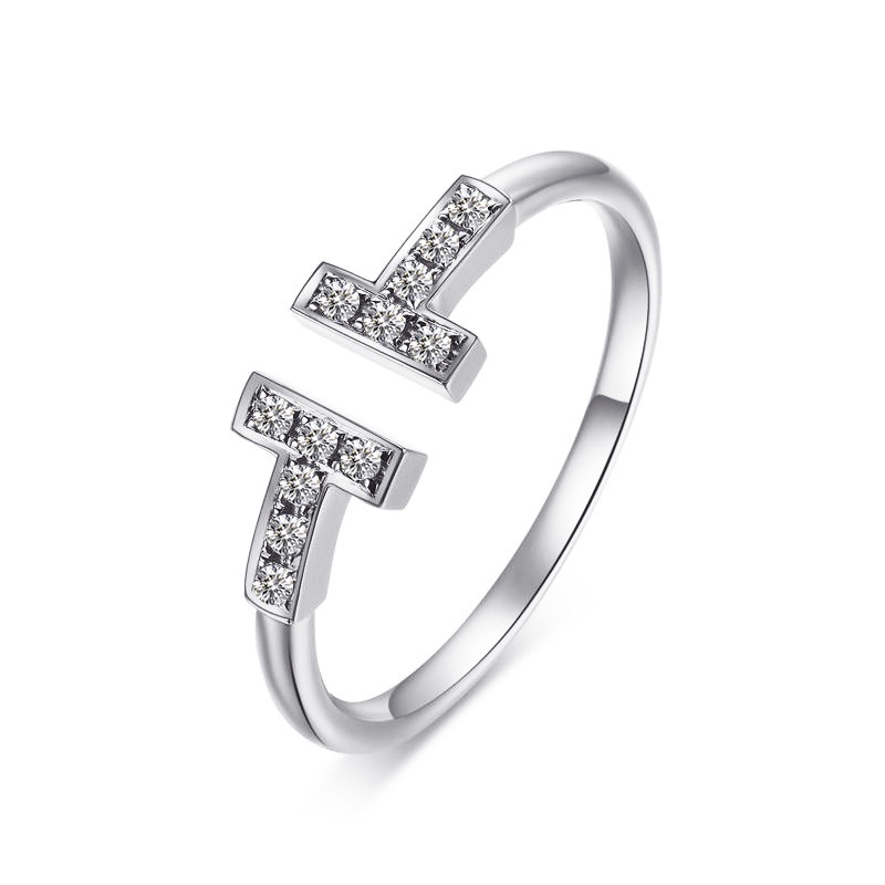 Ahellogirl Nhẫn Hở Mạ Vàng 18K Đính Hạt Kim Cương Phong Cách Vintage Hàn Quốc