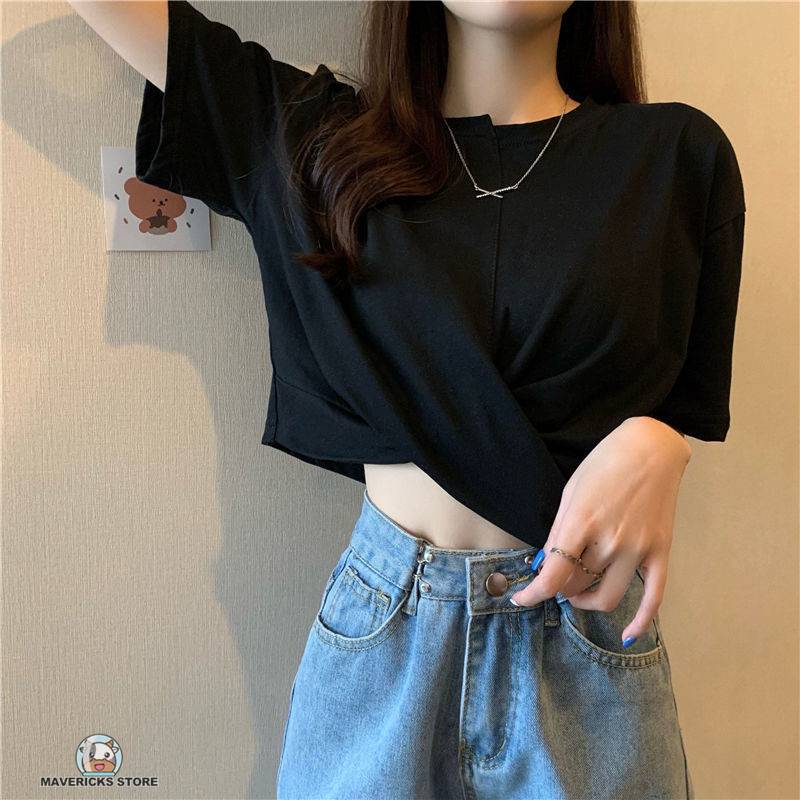 Áo thun tay ngắn cổ tròn dáng rộng thời trang cho nữ